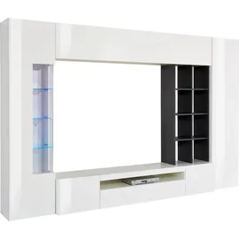 INOSIGN Wohnwand INOSIGN "New Egypt, Anbauwand, Medienwand, Wohnzimmerwand", schwarz-weiß (weiß, schieferfarben), B:290cm, Glas, Holzwerkstoff, Kastenmöbel-Sets, Wohnwand, 2 Klappen,2 kleineTüren,2 große Türen,Regalaufsatz Breite 290 Höhe 191