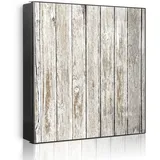 Banjado Großer Schlüsselkasten Metall 30x30cm Schwarz Scharnier Links 50 Haken Beschreibbar Magnetisch Motiv Weißes Holz