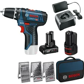 Bosch GSR 12V-15 Professional inkl. 1 x 2 Ah + 1 x 4 Ah + 39-tlg. Zubehör 0615990G6L