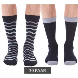 30 Paar HEALTHY SEAS Baumwoll-Strümpfe nachhaltige lange Socken aus rezyklierten Fischernetzen und Bio Baumwolle Uni und mit Muster Dunkelblau - 41-45