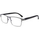 OKH Lesebrille Herren Anti Blaues Licht Rechteckig Federscharniere Lesebrille Metall Computer Anti Glare Lesebrillen 1*Grau +2.0