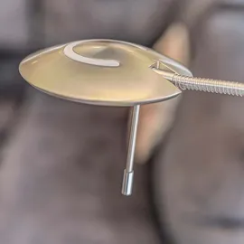 Steinhauer Deckenfluter Stehleuchte Wohnzimmerlampe LED dimmbar Lesespot silber chrom