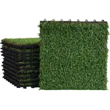 Mendler Grasfliese HWC-E13, Rasenfliese Grasmatte Kunstrasen, Balkon/Terrasse 11x je 30x30cm = 1qm