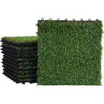 Mendler Grasfliese HWC-E13, Rasenfliese Grasmatte Kunstrasen, Balkon/Terrasse 11x je 30x30cm = 1qm