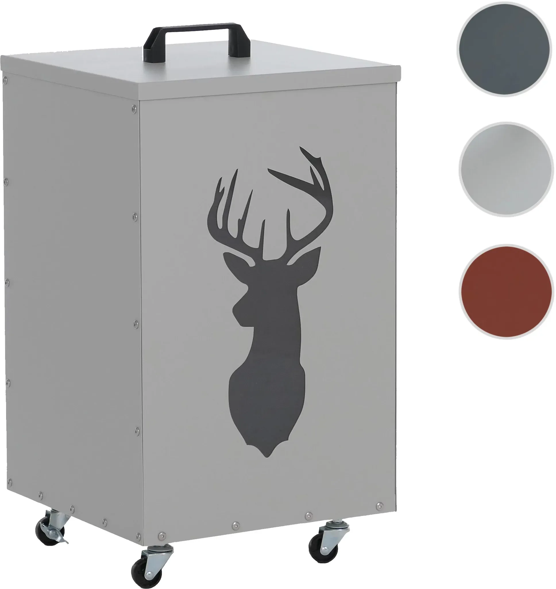Pelletbehälter HWC-Q30 Hirsch, Pelletbox Aufbewahrungsbox für z.B. Tierfutter, Rollen Füße 65x36x36cm ~ weiß-hellgrau