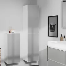 Hansgrohe Xevolos E Hochschrank, Türanschlag links, mattweiß, Weiß metallic