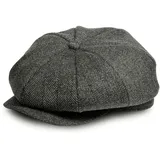 Schirmmütze Herren Schiebermütze, Gatsby Flatcap Herren Ballonmütze Tellermütze Newsboy Hut Baker Boy Mütze 8-Panel Schiebermützen Shelby Schirmmützen Grau für Herren Sommer/Winter Einstellbare Größe