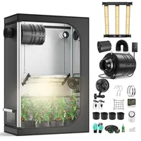 MINENICE Growzelt Komplettset mit M2000 LED Vollspektrum Grow Lampe 60x120x180cm Grow Tent 4" 215 CFM 3000RPM Ruhiges und Effizientes Belüftungssatz, 4-Gang-Lüfter, Hydroponics Indoor Growing Tent Set