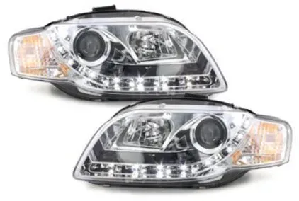 Kristall-Scheinwerfer DAYLIGHTS für AUDI A4 (2004–2008) – Chrom