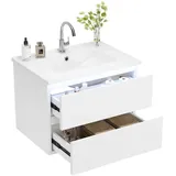modfu Wandhängender, Weiß, Holzwerkstoff, 61x45x46 cm, Badezimmer, Badezimmerschränke, Waschtischkombinationen