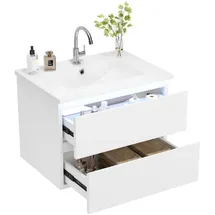 modfu Wandhängender, Weiß, Holzwerkstoff, 61x45x46 cm, Badezimmer, Badezimmerschränke, Waschtischkombinationen