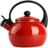 Teekessel Emaille 2,2L | Wasserkessel Induktion & Gas | Retro Kessel Rot