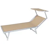 VERDELOOK Strandliege mit Sonnenschirm, Gestell aus Aluminium, Folie aus Textilene, 186x61x38 cm, Sand