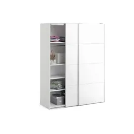 VCM Veto Schiebetürenschrank B150 cm 2 Türen weiß und weiß hochglanz.