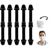 LANNYS Maskenhalter 5er Set schwarz, Maskenband/Maskenhalterung Hinterkopf/Masken Verlängerung als Ohrenschutz, elastisch, ruschfest, für Mundschutz/Einwegmasken / FFP2 Maske