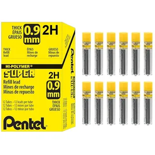 Pentel Super Hi-Polymer führt, 0,9 mm, Härtegrad 2B, 1 Tube 15 Minen