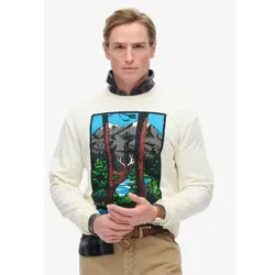Superdry für Herren. M2014112A Travel Postcard Grafik Crew Sweatshirt weiß (L), Lässig, Baumwolle