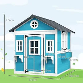 Outsunny Spielhaus mit Fenster und Tür Holz Blau
