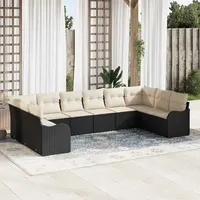 vidaXL Garten-Lounge-Set 10-tlg. schwarz