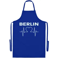 multifanshop Grillschürze - Berlin blau - Herzschlag - Druck weiß - Schürze