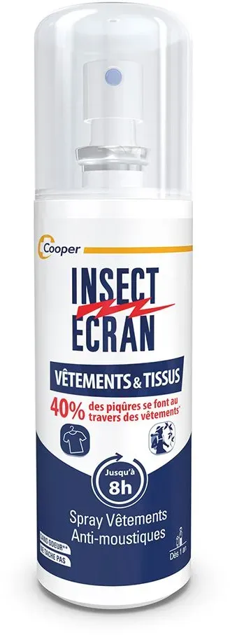 INSECT ECRAN - Spray Anti-Moustiques - Protection contre les piqures de moustiques - Vêtements &Tissus - Sans odeur - Spray - Fabriqué en France 100 ml liquide