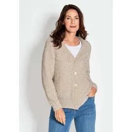 GOLDNER Langarm Strickjacke mit V-Ausschnitt Braun 48