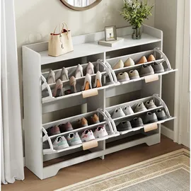 modfu Schuhschrank 105 x 90 x 24 cm 4 Klappfächer / weiß