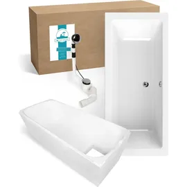 Calmwaters Calmwaters® Premium Badewanne Komplettset 180x80 cm mit Wannenträger & Ablaufgarnitur, EU, Duobadewanne für 2, Set Acryl-Badewanne rechteckig, Moderne Rechteckbadewanne 180 x 80 cm, Weiß