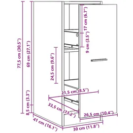vidaXL Apothekerschrank Betongrau 30 x 41 x 77,5 cm Grau