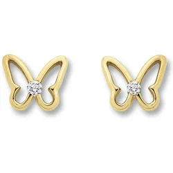 Paar Ohrhänger ONE ELEMENT "Zirkonia Schmetterling Ohrringe Ohrstecker aus 333 Gelbgold", gold, Ohrringe, Damen, Kinder, Gelbgold 333, Damen Gold Schmuck Schmetterling