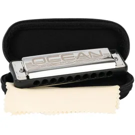 Cascha Ocean Rock Mundharmonika C-Dur in Schwarz | Professionelle, diatonische 10-Loch Mundharmonika | Hochwertige Stimmzungen aus Phosphor-Bronze | Mit Softcase und Putztuch