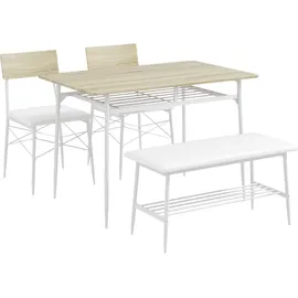 Homcom Essgruppe Esstisch mit Bank und 2 Stühlen Küchentisch-Set mit Ablage für 4 Personen Esszimmergruppe für Esszimmer, Küche, Eiche