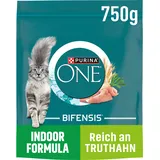 PURINA ONE BIFENSIS Indoor Formula Katzenfutter trocken für Hauskatzen, reich an Truthahn, 6er Pack (6 x 750g)