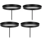 Romadedi Kerzenhalter Adventskranz Schwarz Stumpenkerzen 10cm - 4er Set Kerzenständer ohne Dorn Stabkerzenhalter zum Stecken Adventsteller Kerzenteller Metall für DIY Advent Kranz Deko