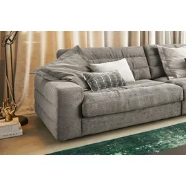 KAWOLA Ecksofa XL Lana Cord Recamiere rechts steingrau