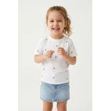 KIDS ONLY T-Shirt KIDS ONLY "KOGKETTY LIFE S/S O-NECK TOP JRS NOOS", Mädchen, Gr. 158/164, weiß (hellweiß aop:cherries), Jersey, Obermaterial: 100% Baumwolle, bedruckt, Basic normal, Rundhals, Shirts T-Shirt