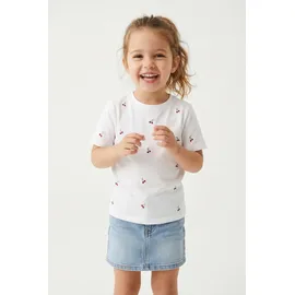 KIDS ONLY T-Shirt KIDS ONLY "KOGKETTY LIFE S/S O-NECK TOP JRS NOOS", Mädchen, Gr. 158/164, weiß (hellweiß aop:cherries), Jersey, Obermaterial: 100% Baumwolle, bedruckt, Basic normal, Rundhals, Shirts T-Shirt
