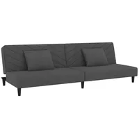 vidaXL Schlafsofa 2-Sitzer mit 2 Kissen Dunkelgrau Samt
