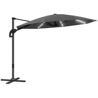 Outsunny Alu Ampelschirm led Solar Ø300cm höhenverstellbar Sonnenschirm mit