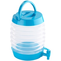 PEARL Wasserkanister: Faltbares Fässchen, Auslaufhahn, Ständer, 5,5 Liter, blau/transparent (Faltbare Wasserkanister, Camping-Wasserkanister, Kochgeschirr)