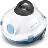 Bocxi Poolroboter, kabelloser Poolsauger, Schnurloser Roboter-Poolreiniger, automatischer, leistungsstarker Poolsauger, 120 Minuten Laufzeit, selbstparkend, ideal für Flache Böden bis 100 m2(Weiß)