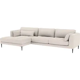 TRENDMANUFAKTUR Ecksofa TRENDMANUFAKTUR "Luzi, wahlweise mit Schlaffunktion & Bettkasten., L-Form", beige, B:280cm H:80cm T:168cm, 92% Polyester, 8% Nylon, Sofas, Ecksofa, Designsofa mit tollem Sitzkomfort, Metallfüße schwarz, Breite 280 cm
