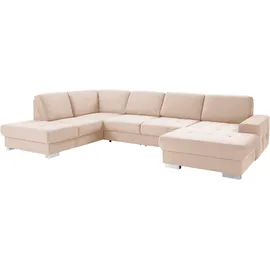 sit&more Wohnlandschaft SIT & MORE "Santorini U-Form", beige (creme), B:340cm H:82cm T:224cm, Luxus-Microfaser ALTARA NUBUCK (100% Polyester) / Struktur (100% Polyester);Flachgewebe (100% Polyester) / Struktur (100% Polyester), Sofas, Wohnlandschaft, mit Federkern