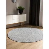 benuta Teppich Ron, rund, Höhe: 5 mm, 100% Baumwollteppich, Minimalistisch, Pflegeleicht, Wohnzimmerteppich beige|schwarz rund | Ø 240 cm x 5 mm