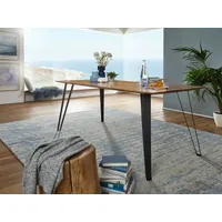 3S Frankenmöbel Esstisch TI-0483 Akazienholz Massiv Aluminium Schwarz 180x90