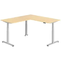 Bümö Eckschreibtisch, Ahorn, Silber, Nachbildung,Ahorn, Rechteckig, 180x74x200 cm, FSC
