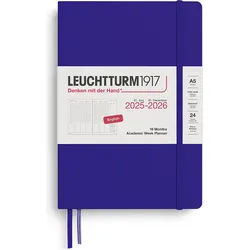 Leuchtturm 1917 Akademischer Planer 2025/2026 18M EN A5, gebunden, blau