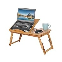 Betttablett, BettTablett Tisch, Laptoptisch Bambus Laptop Ständer 1 Stück Einstellbare Bambus Rack Regal mit Kleiner Schublade zur Verwendung auf dem Bett oder Sofa