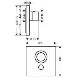 Hansgrohe ShowerSelect Square Duschthermostat für 1 Verbraucher Chrom 36716000