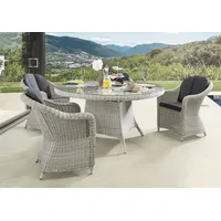 Destiny MALAGA LUNA«, 4 Sessel + 1 Tisch Ø120x75cm, vintage weiß